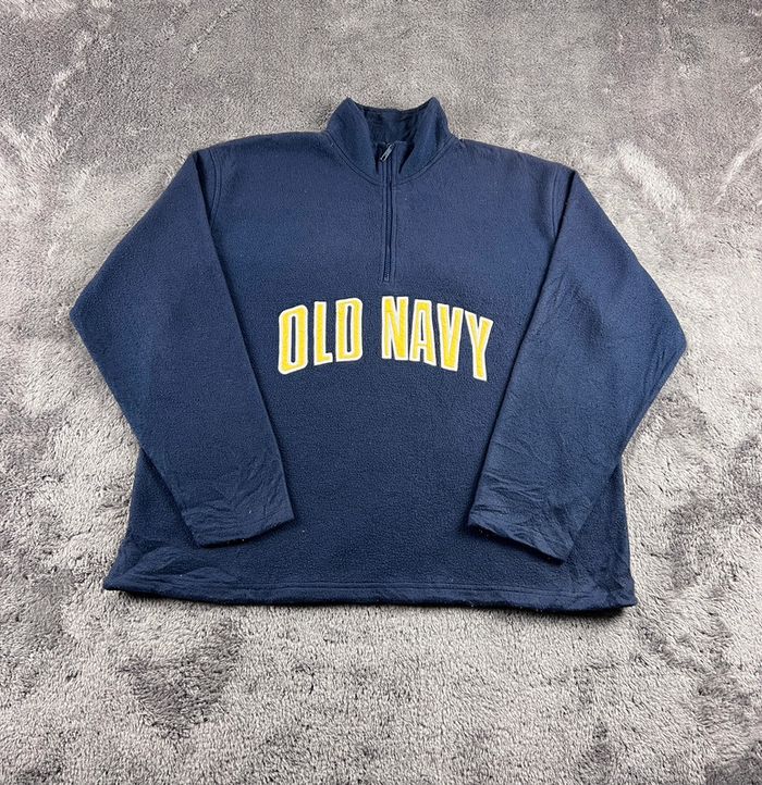 Pull polaire Old Navy quart zip col camionneur bleu marine – Taille XXL