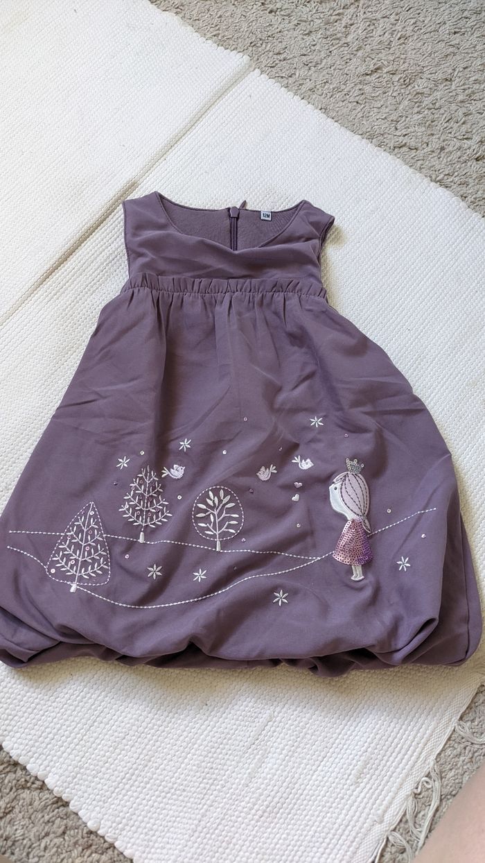 Ensemble robe et t-shirt violine 12 mois - photo numéro 2