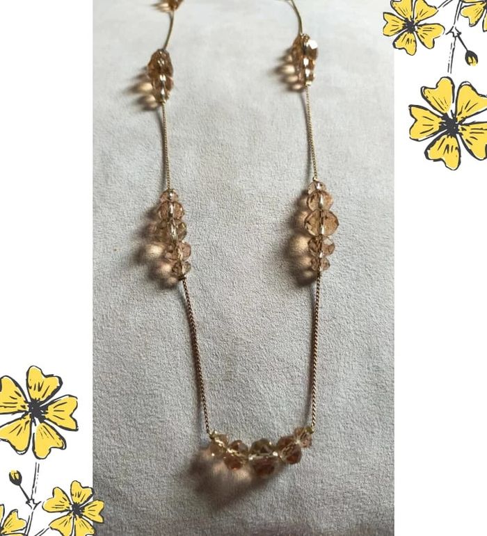Collier vintage doré en perles facettées champagne – Élégance rétro - photo numéro 7