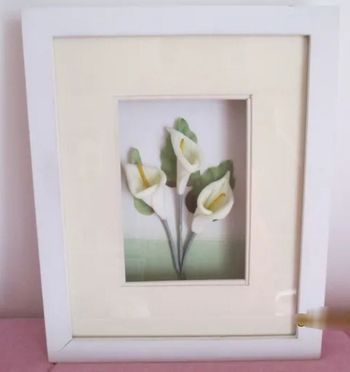 Cadre 3 arums sous verre