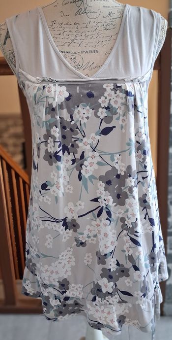 Longue tunique maternité grise fleurie