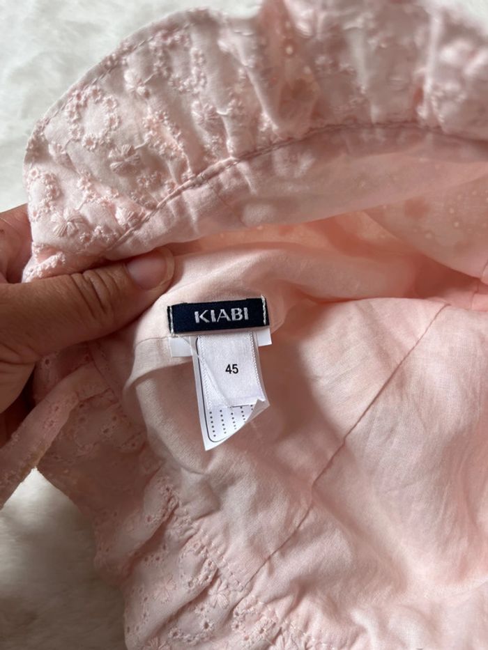 Chapeau été bébé fille brodé rose pale 45 cm - photo numéro 2