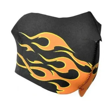 Dmoniac - Masque Néoprène demi Flammes noir/orange