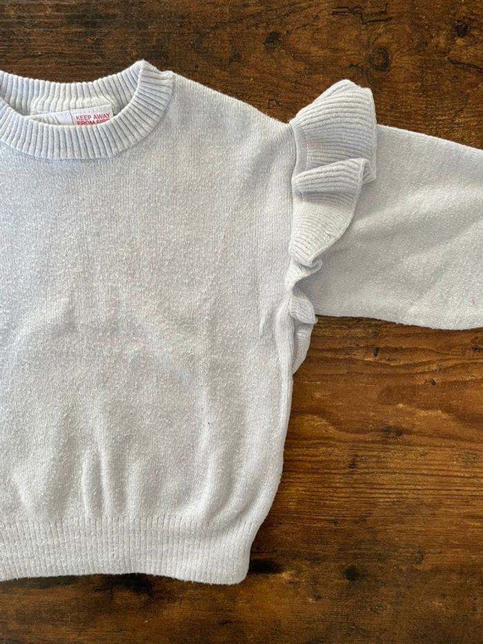 Pull bleu à froufrous - photo numéro 2