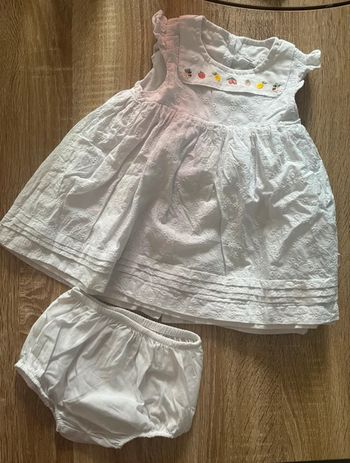 Ensemble robe blanche + culotte Sergent Major 3mois