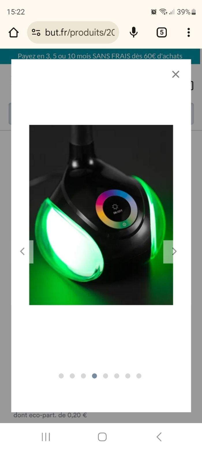 Lampe neuve noire dana but à Led intégrée 3 intensités lumineuses. Base avec variateur de couleur tactile - photo numéro 5