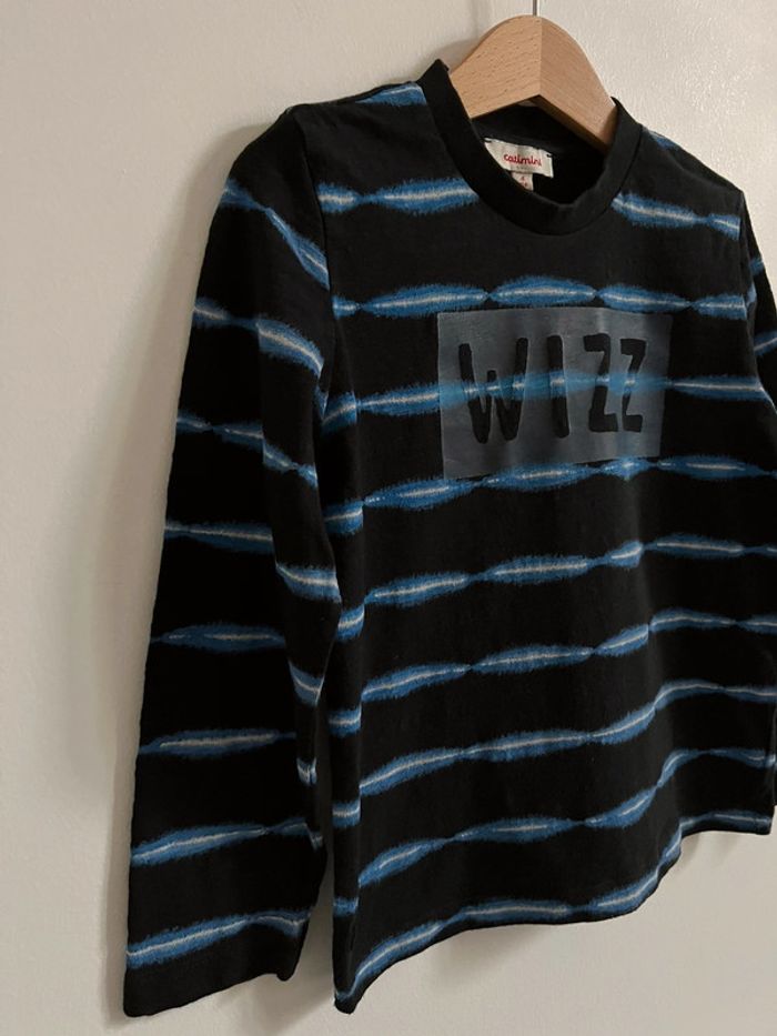 Teeshirt ML noir et rayures bleues, WIZZ - 4 Ans - photo numéro 3