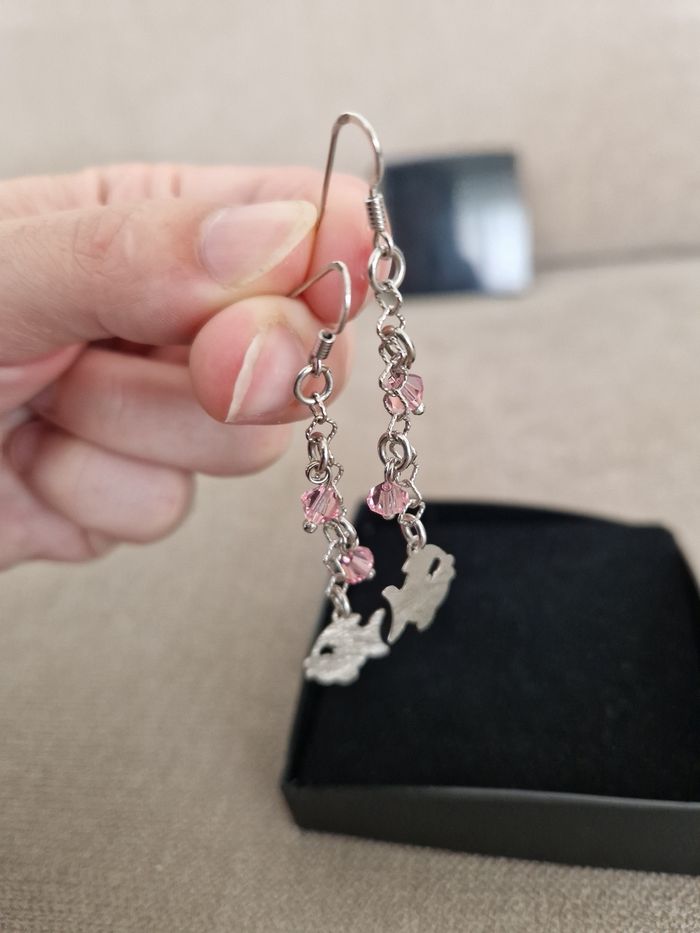 Boucles d'oreilles pendantes poissons argent 925/1000 - photo numéro 6