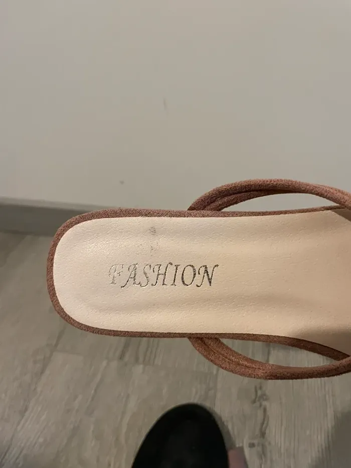 mules à talons roses/nude - talon 4 cm - taille 40 - photo numéro 7