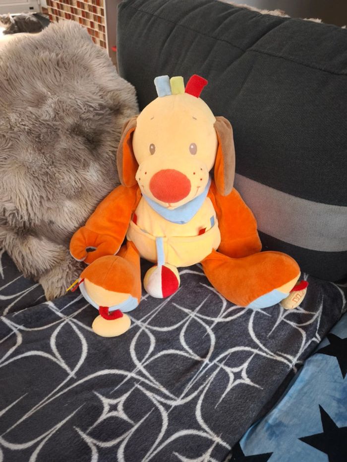 Peluche chien orange jaune Tim & Lily NATTOU