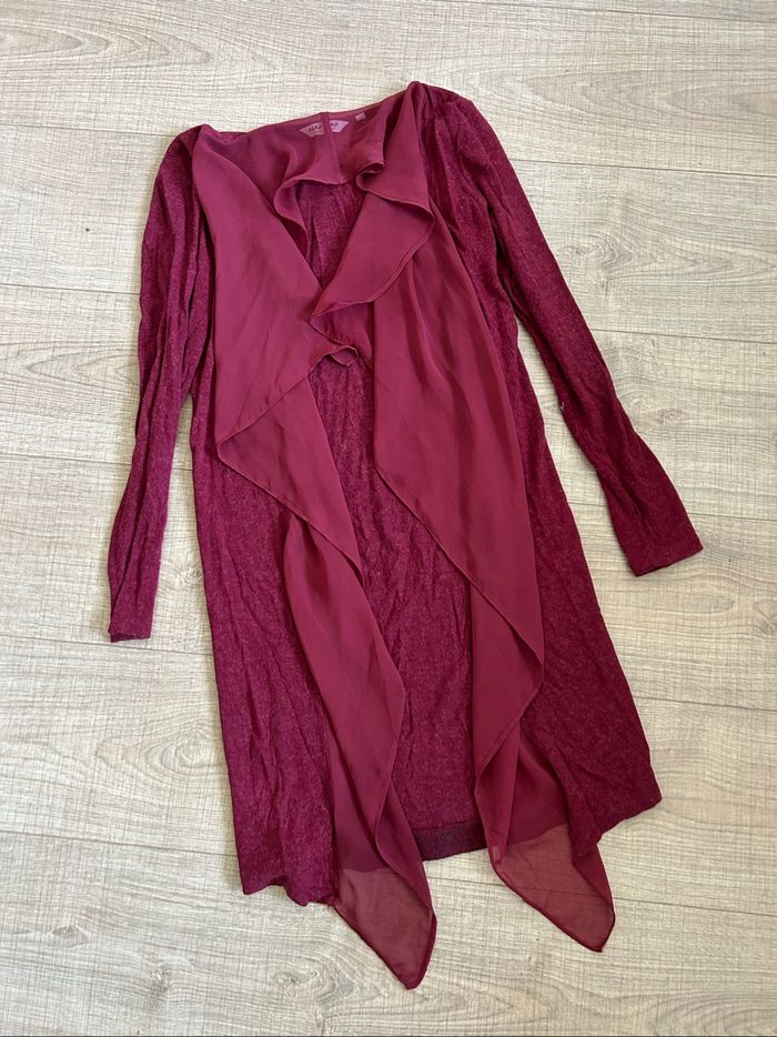 Cardigan bordeaux bi matière Naf Naf taille XS bon état - photo numéro 8