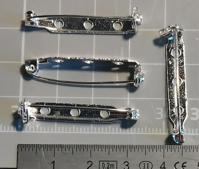 4 x supports de broche 30 mm - 3 trous en métal argenté - photo numéro 4