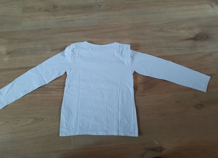 T-shirt fille blanc imprimé rose manches longues TAO 8 ans - photo numéro 4