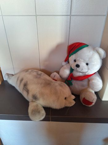 Lot 2 Peluches doudous phoque et ours de Noël