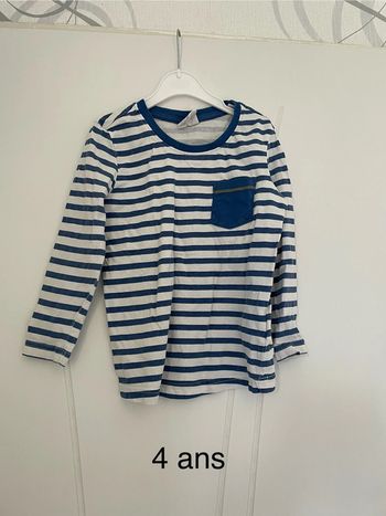Tee-shirts manches longues marinière 4 ans