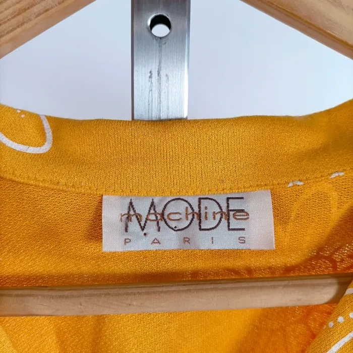 Chemise jaune fleurie vintage à manches courtes Mode Machine, style rétro taille 48 A1364 - photo numéro 4