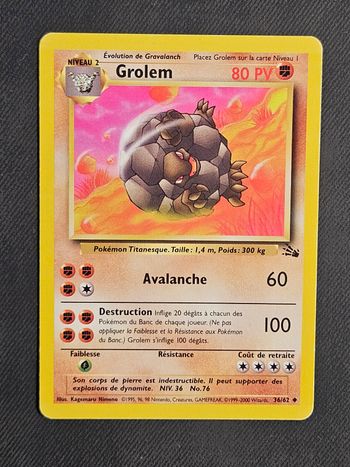 Carte Pokemon Grolem Fossile 36/62