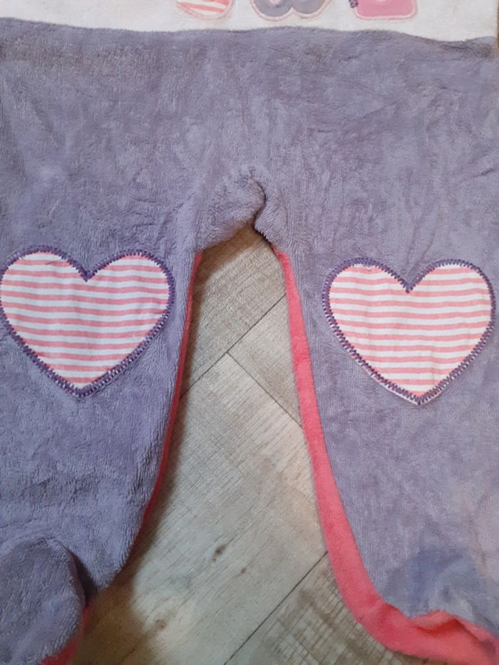 Pyjama velours fille violet rose hibou 12 mois - photo numéro 4