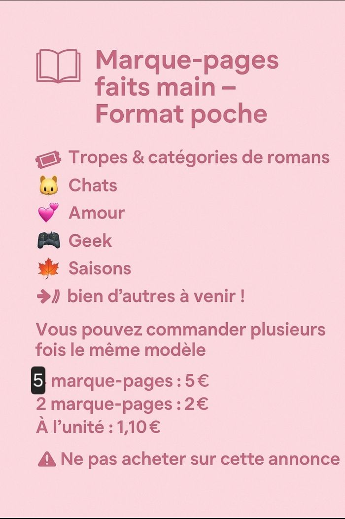 📖 Marque-pages faits main – Format poche 📖