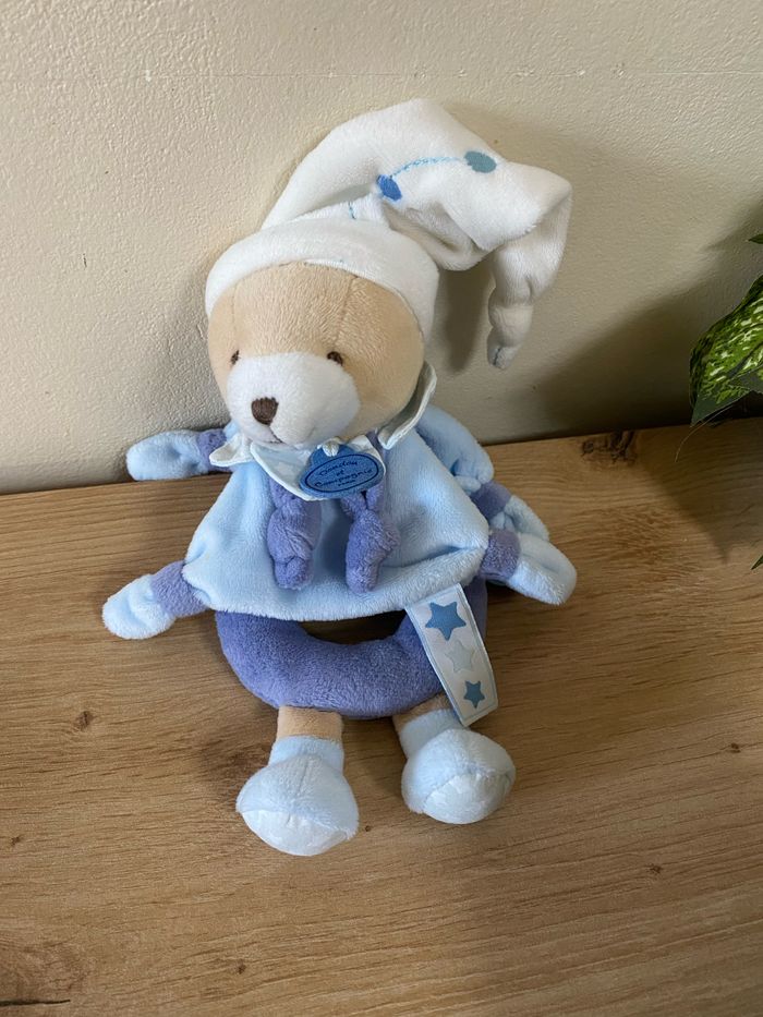 Doudou hochet ours violet bleu cape doudou et compagnie - photo numéro 2