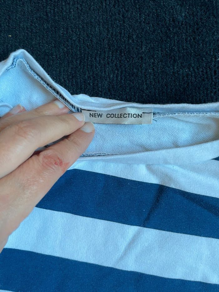 T shirt manche ajourées marinière 44 - photo numéro 3