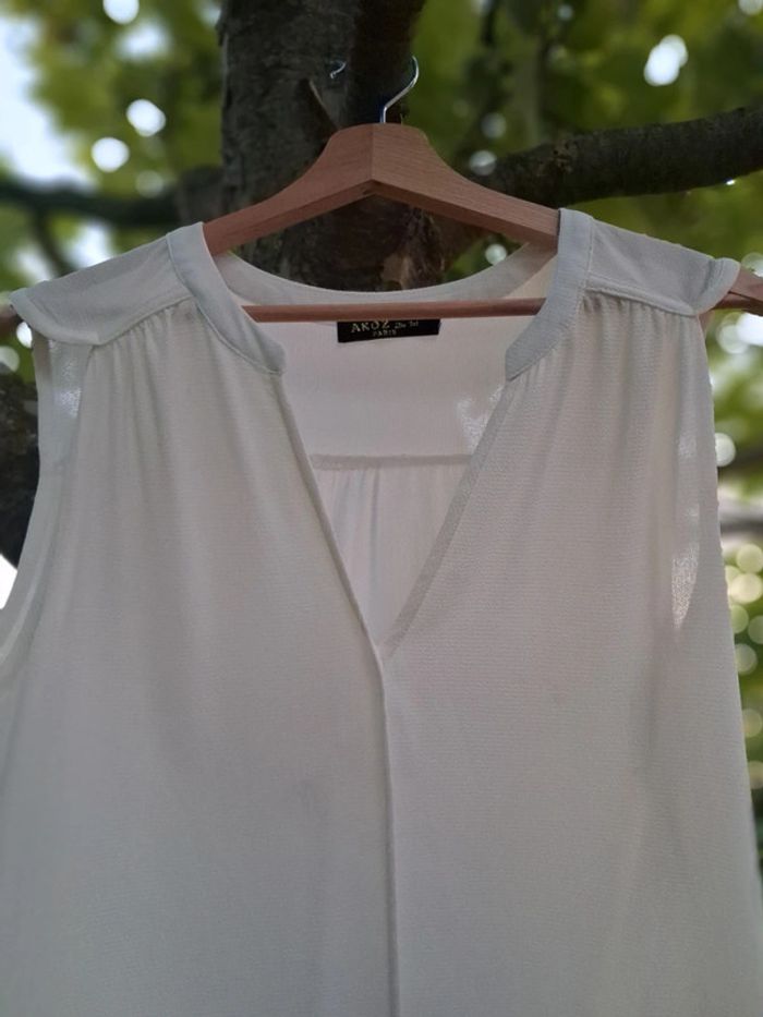 Blouse fluide sans manches crème taille M - photo numéro 3