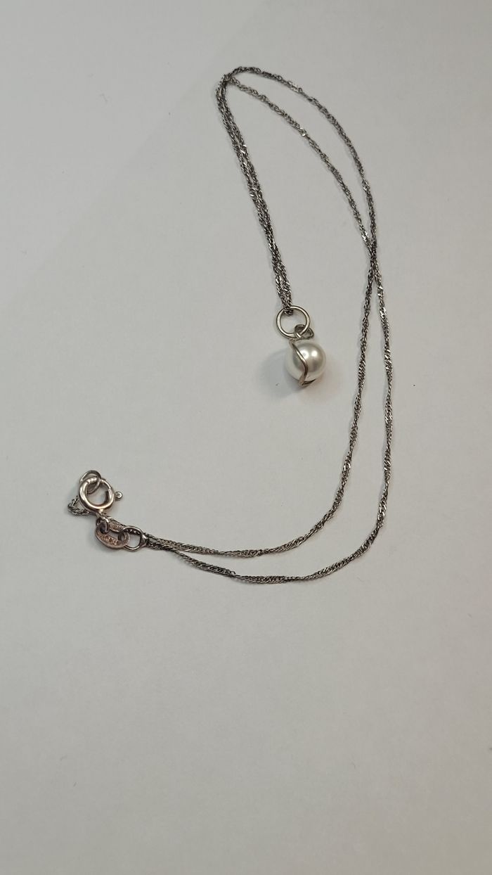 Collier en argent massif 925 avec pendentif perle