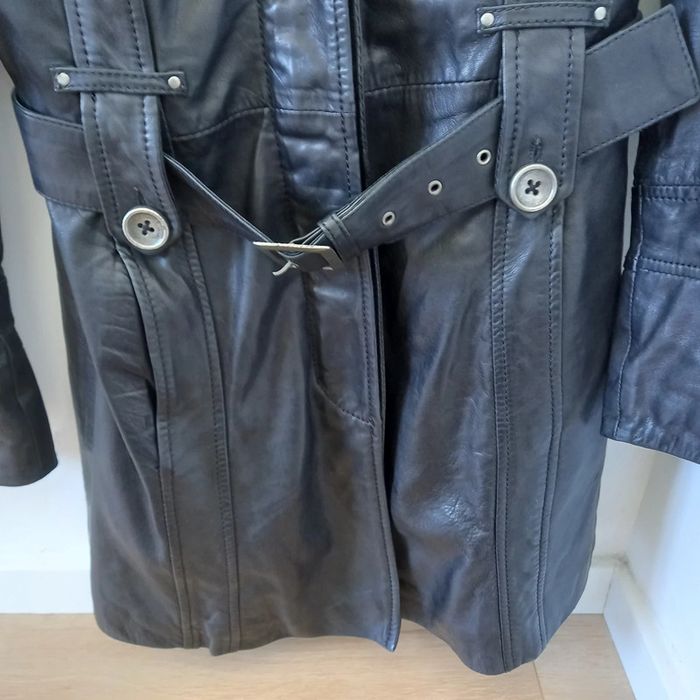 Veste cuir noire mi-longue Forestland 36 38 - photo numéro 3