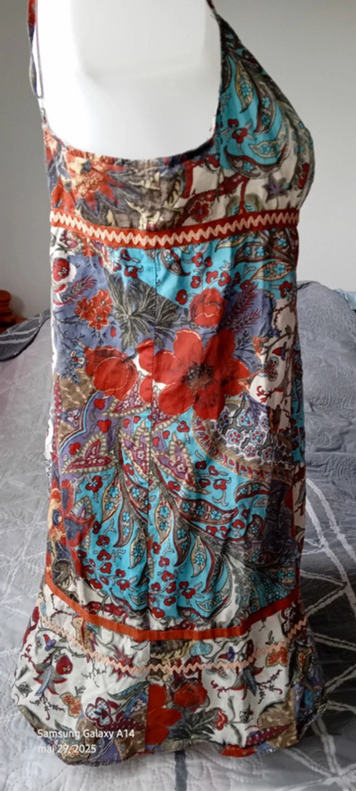 Tunique longue fines bretelles motif floral avec paillettes bordeaux femme 38/40 promod - photo numéro 8