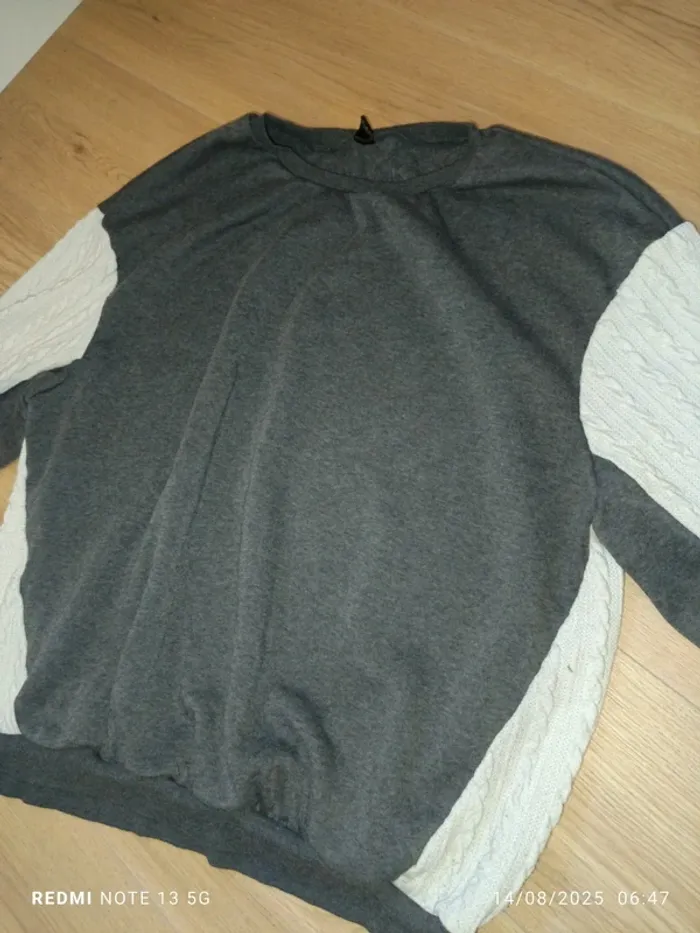 Magnifique pull shein taille 3XL gris et blanc cassé - photo numéro 2