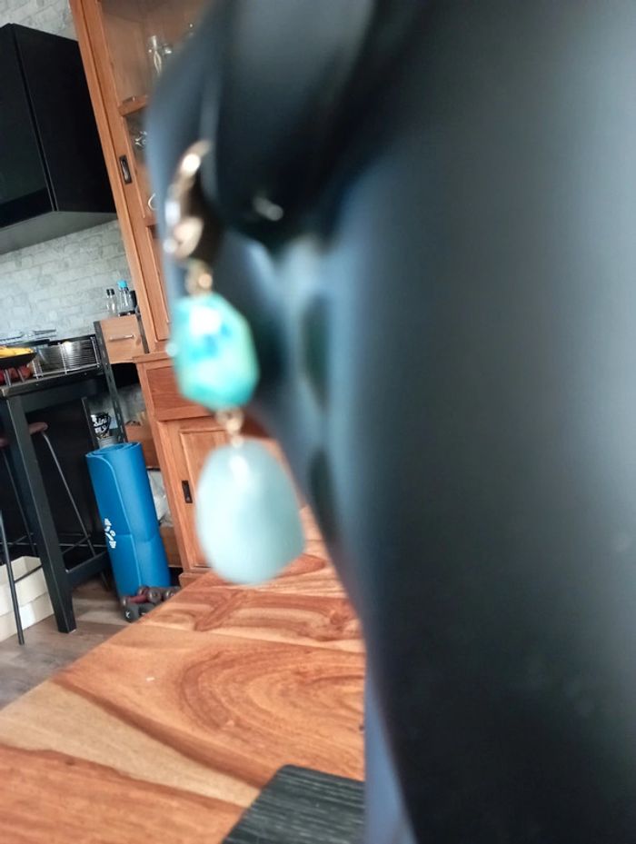 Boucles d'oreilles turquoise et doré - photo numéro 4