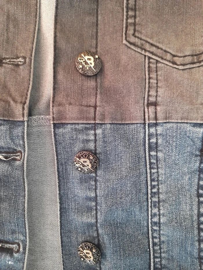 Très belle veste en jeans Noir et Bleu taille XS - photo numéro 5
