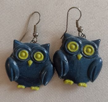 Adorables Boucles d'Oreilles Chouettes "Nuit Étoilée" - Fantaisie Vintage !