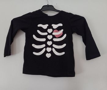 T-shirt H&M Squelette Cœur Pailleté – Taille 3 ans (98 cm)