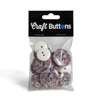 x15 Boutons Craft Buttons Motif Floral Neuf