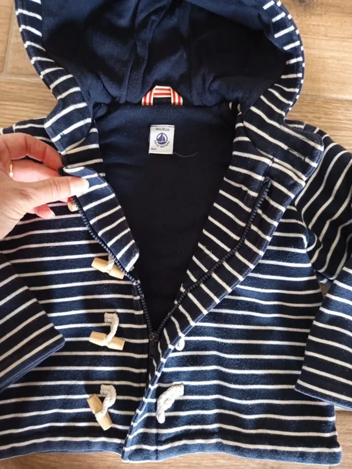 Veste molleton marinière Petit Bateau, 18 mois - photo numéro 4
