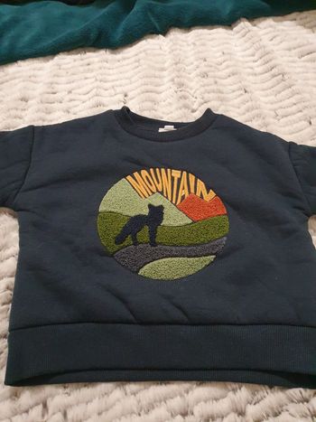 Pull doublé polaire motif loup 2-3 ans
