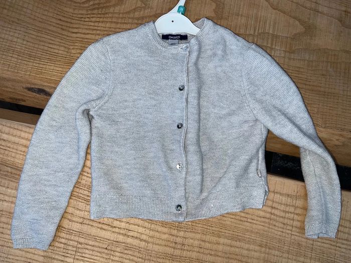 Gilet okaidi 3 ans gris à paillettes fille cardigan - photo numéro 3