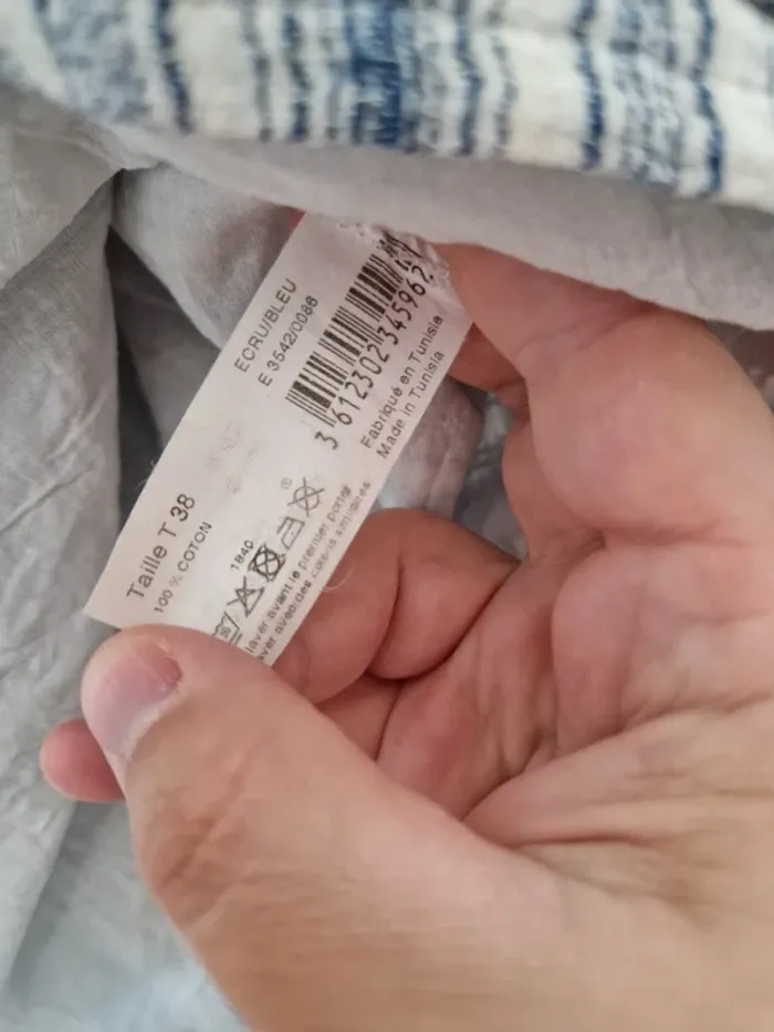 Robe longue monoprix taille 38 écru et bleu - photo numéro 4
