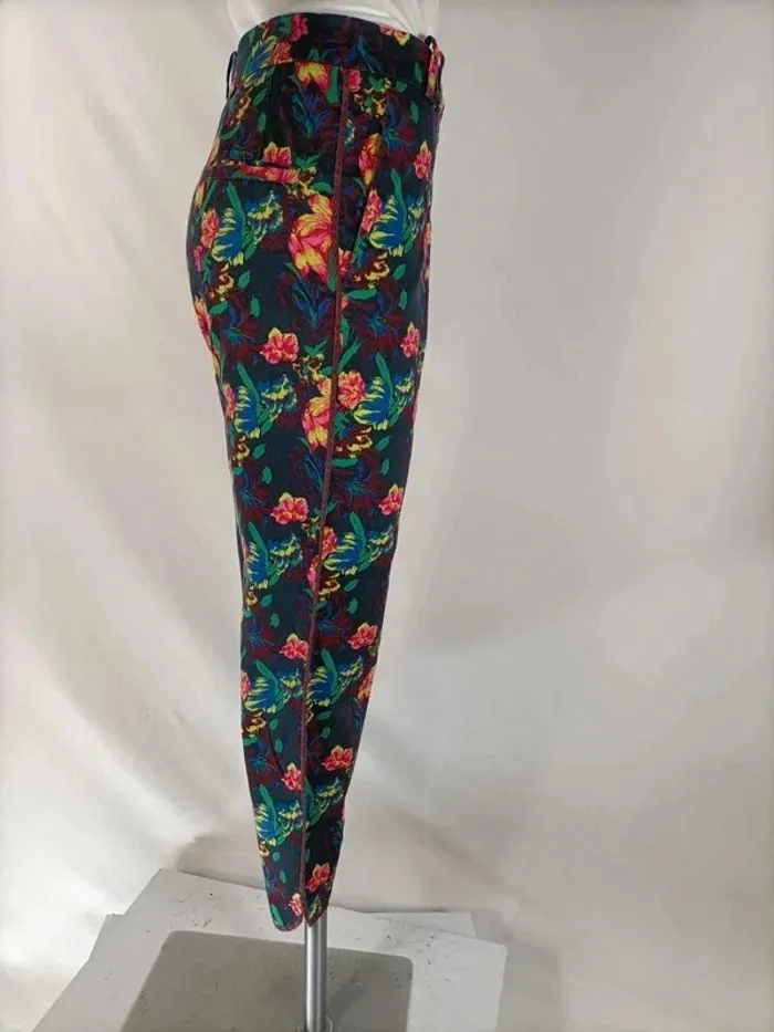 Pantalon fleuri Armand Ventilo taille 38 en coton et soie A211 - photo numéro 5
