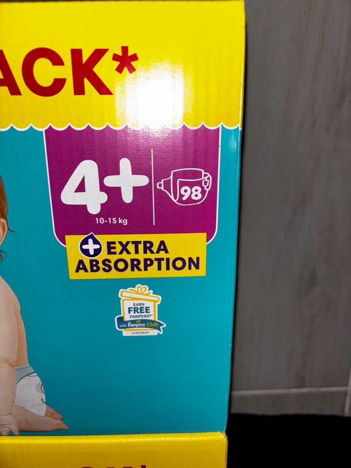 Lot de 2 Maxi Pack de 98  Couches Pampers  Baby-Dry Neuf Dans L’emballage Taille:4+ - photo numéro 2