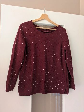 Joli pull bordeaux à pois blancs Camaïeu taille 40/42
