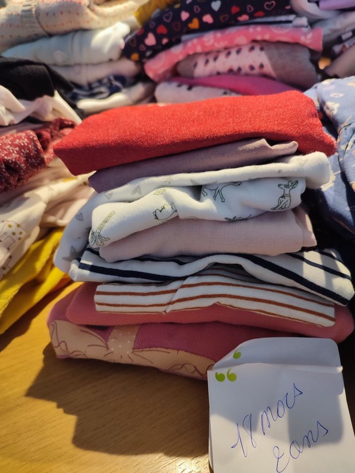 Lot de vêtements fille 18 mois à  2 ans propres, repassés et pliés - photo numéro 3