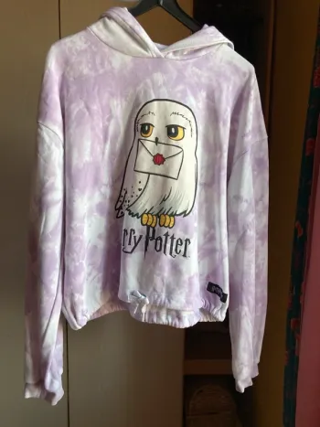 Superbe sweat-shirt capuche hoodie top crop Harry Potter coton tye et dye taille S