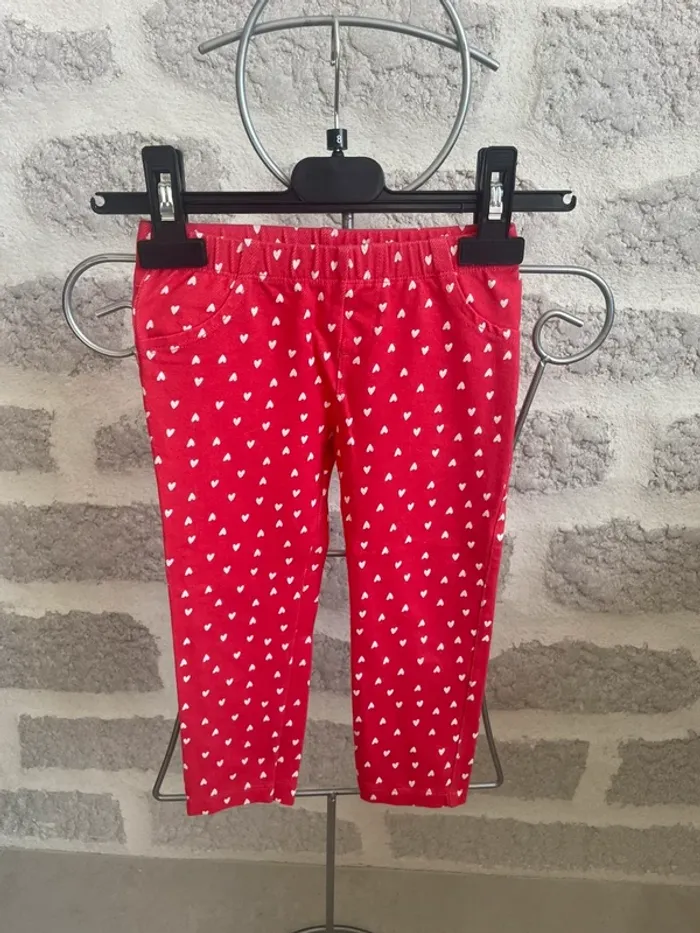 Pantalon fille rouge cœur blanc 3 ans in extenso