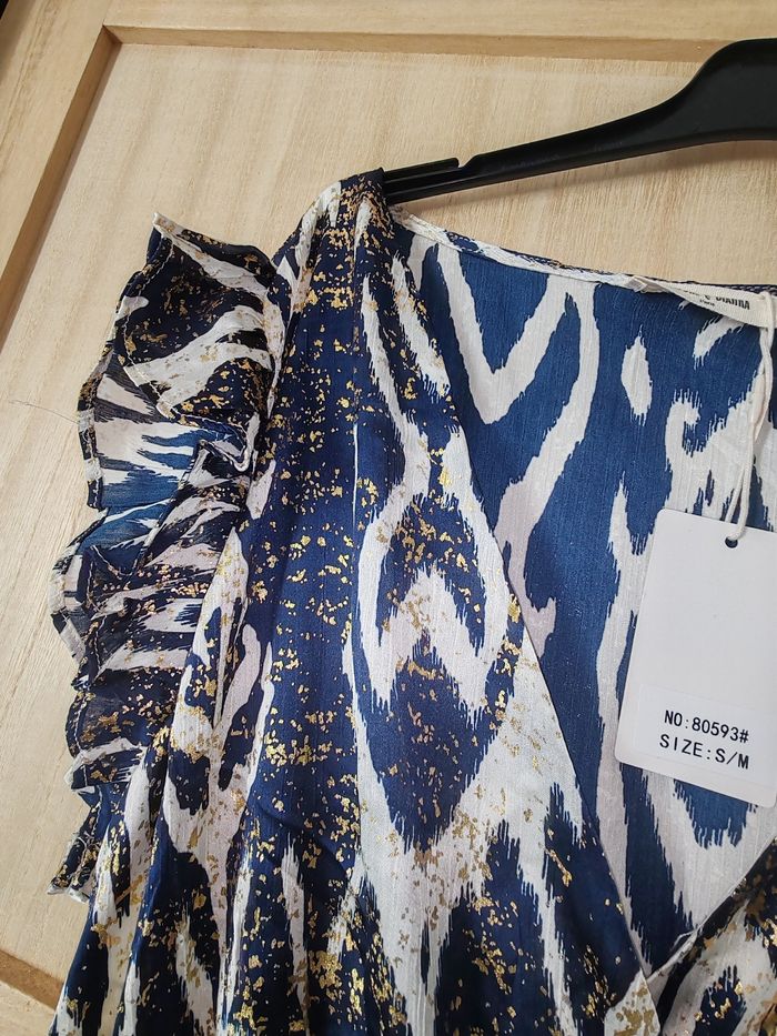 Robe longue taille 36 38 neuve marine et or - photo numéro 3