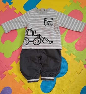 Ensemble t-shirt tracteur jogging, taille 3 mois (62 cm)