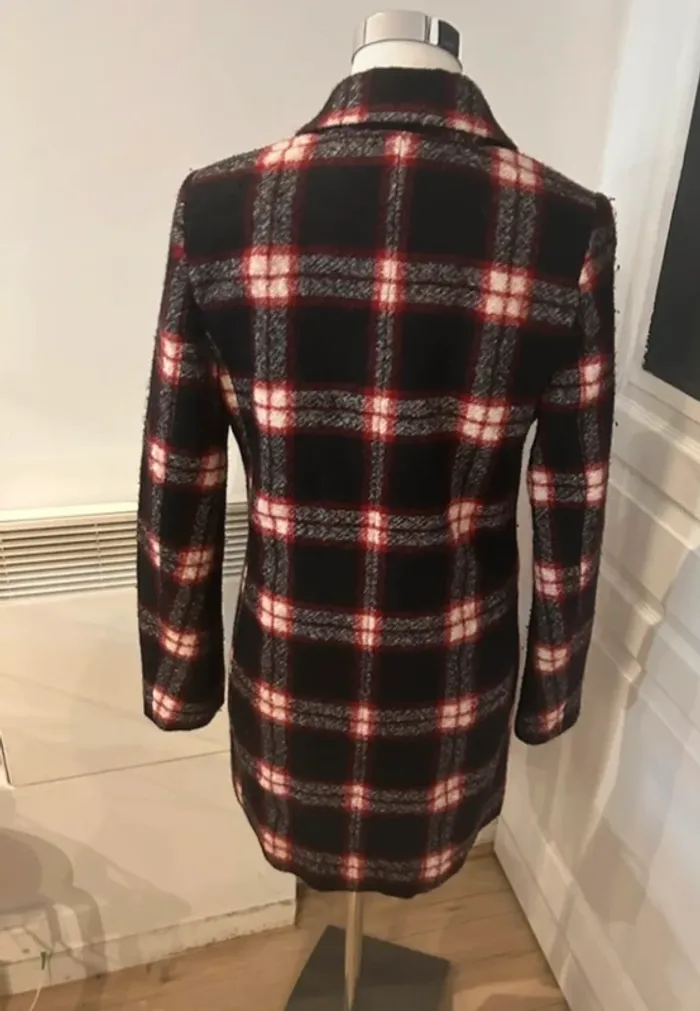 MKT studio manteau, imprimer carreaux en laine femme, taille 36 - photo numéro 3