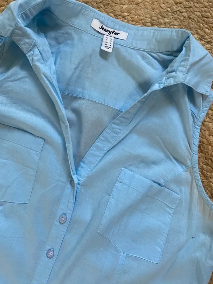 Chemisier femme bleu clair noué Taille M - photo numéro 3