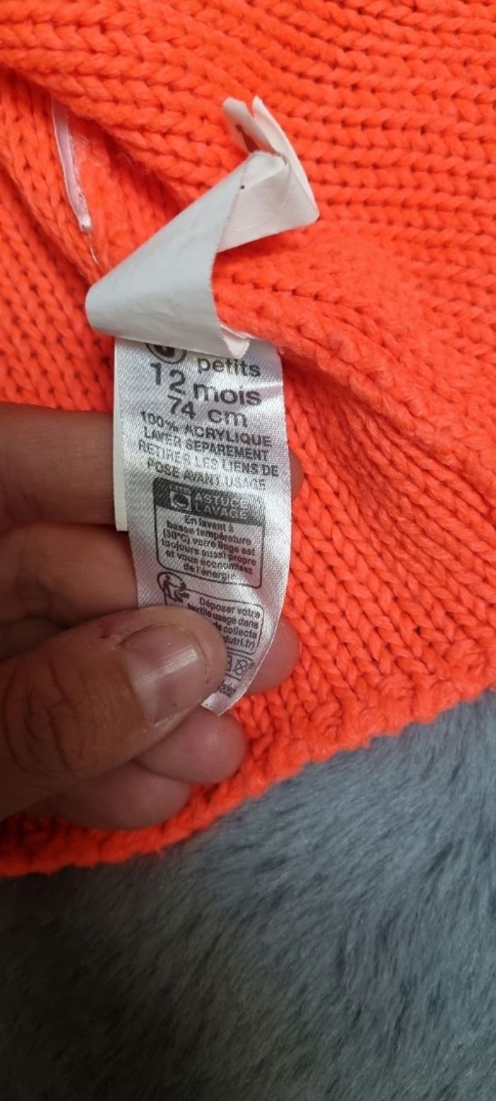 Gilet orange 12 mois - photo numéro 2